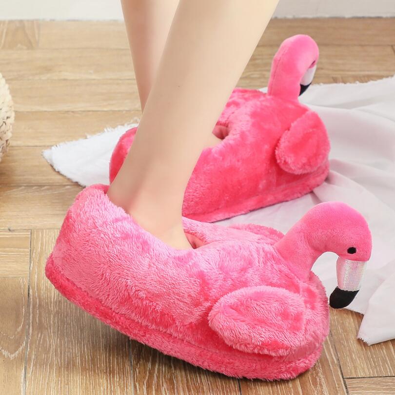 Winter lovely Home Slippers Chausson Shoes Women Flamingo slippers pantuflas unicornio pantoufle femme Warm Cotton Shoes hy24