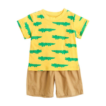 Sanlutoz Cartoon Boys Clothing Sets Summer Short Sleeve Cotton Baby Tops + Baby Shorts 2Pcs Casual